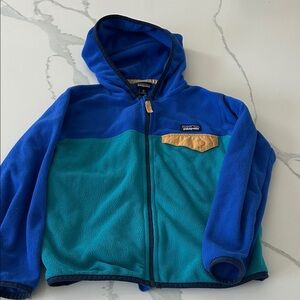 Boys Patagonia Blue and Teal Fleece Hoodie